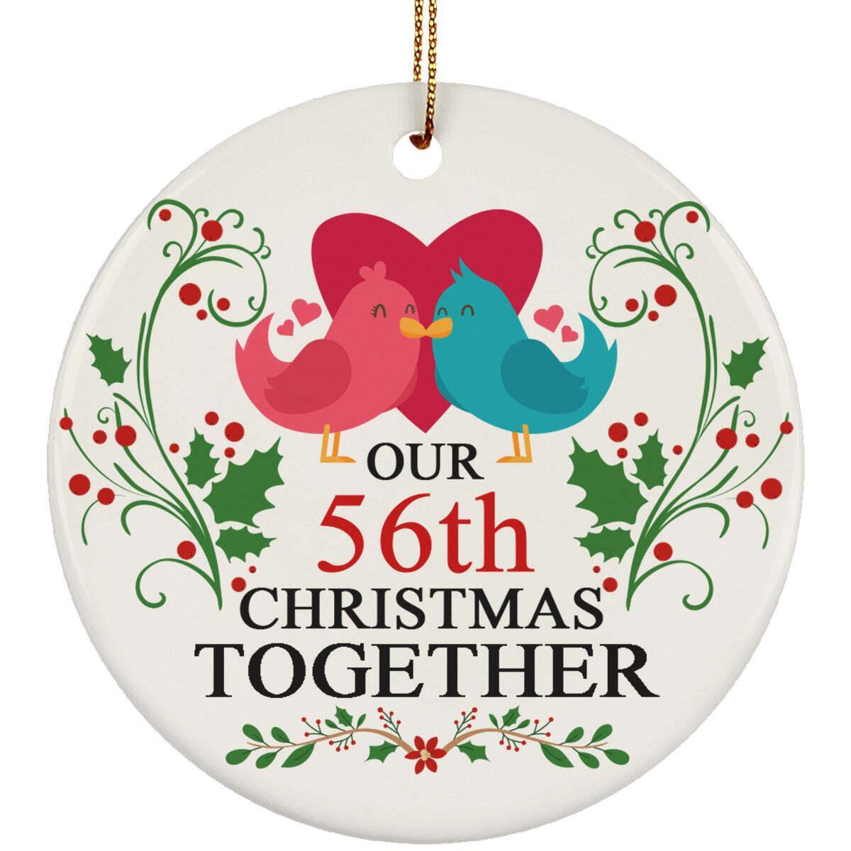 Funny Couple Bird Ornament Gift Decor 56th Wedding Anniversary 56 Year Christmas