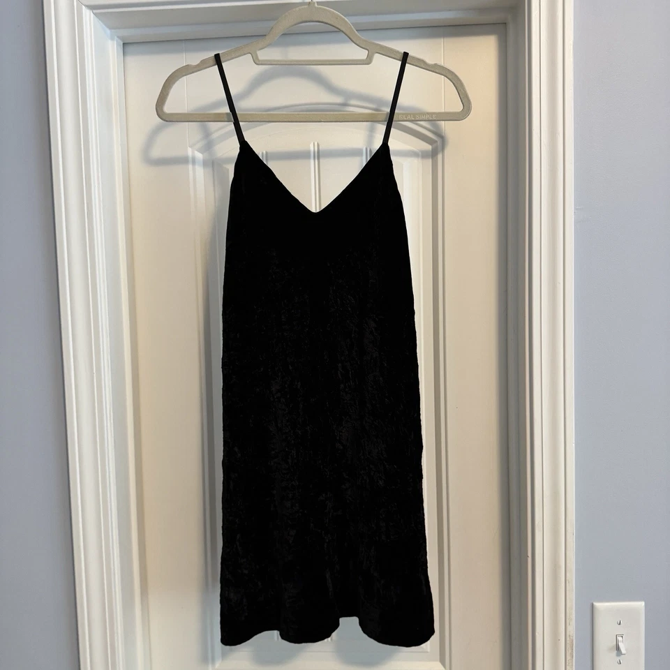 Mini VESTIDO ALICIA + OLIVIA 0 Negro Terciopelo Triturado Sin Mangas Festivo Cóctel Año Nuevo Foto 2 de 4