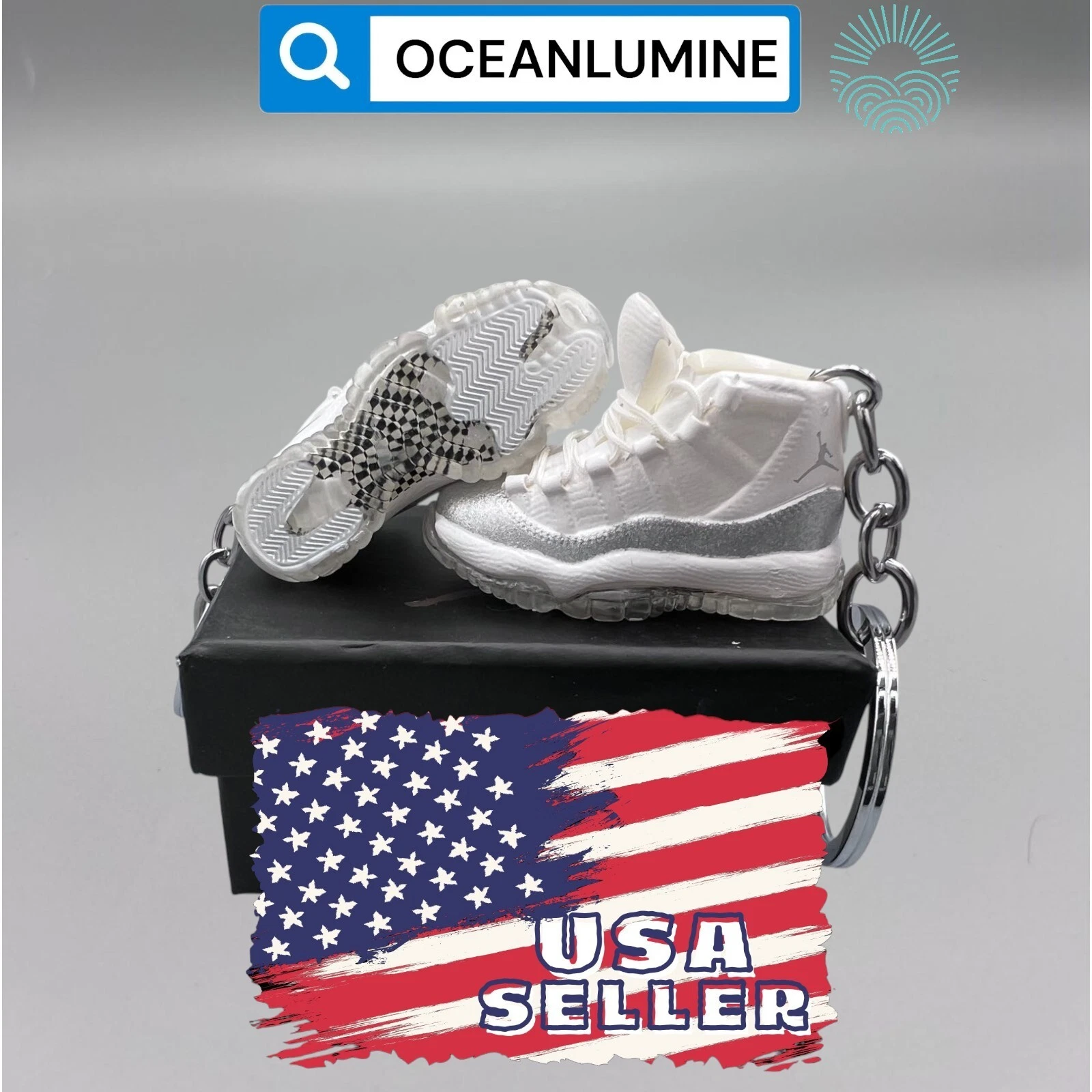 Porte clés Jordan 3D Mini Sneaker de la meilleure qualité, boîte à chaussures, boîte d'affichage option