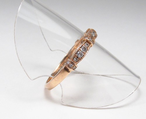 Pre-Owned Adrianna Papell 14K Rose Gold 0.18ctw Diamond Wedding Band Ring Sz 8 - Picture 5 of 16