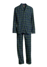 Hanes Men's Ultrasoft Flannel Pajama Set, 2-Piece 5xl plaid black/green/blue