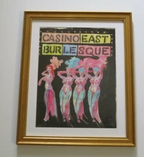 VINTAGE SURREAL PORTRAIT PAINTING EXPRESSIONISM FEMALE CASINO  NUDE MODERNIST