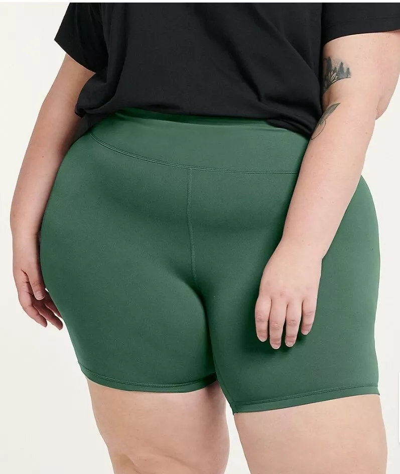 NWT Womens Plus Size FLX Affirmation High-Waisted Bike Shorts Green Size 1X