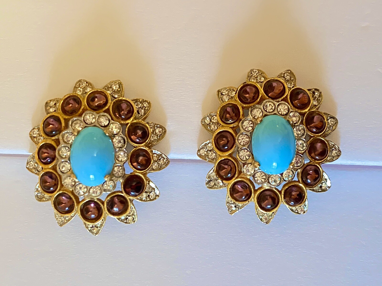VTG Kenneth Jay Lane KJL Clip Earrings Turquoise … - image 13
