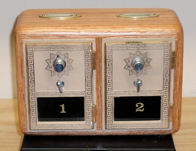 U S Post Office Box Door Coin Bank With Double Doors-Size 1 Grecians-Oak