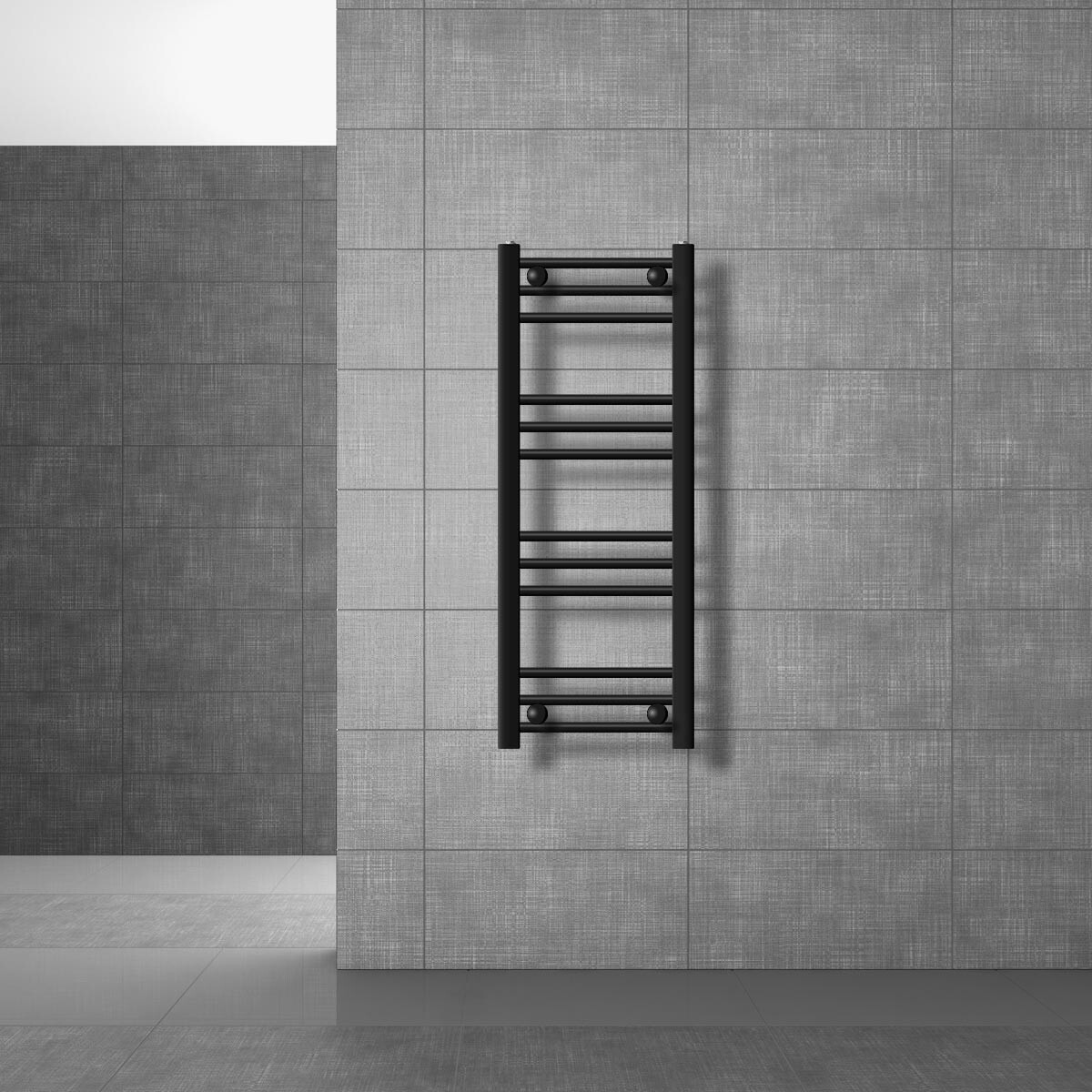 Radiador toallero de baño 30x80 cm calefactor negro mate estufa conexión lateral