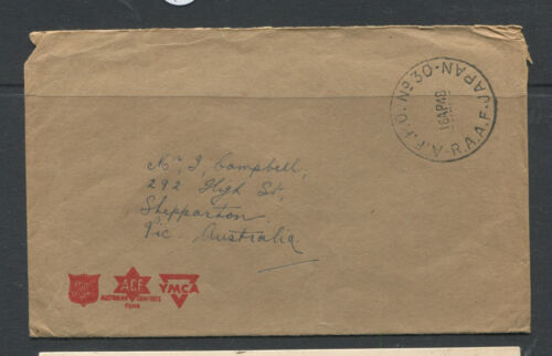AUSTRALIA  1948 COVER  POSTMARK  A.F.O  ..NO 30-  ..R.A.A.F JAPAN TO SHEPPARTON, - Foto 1 di 2