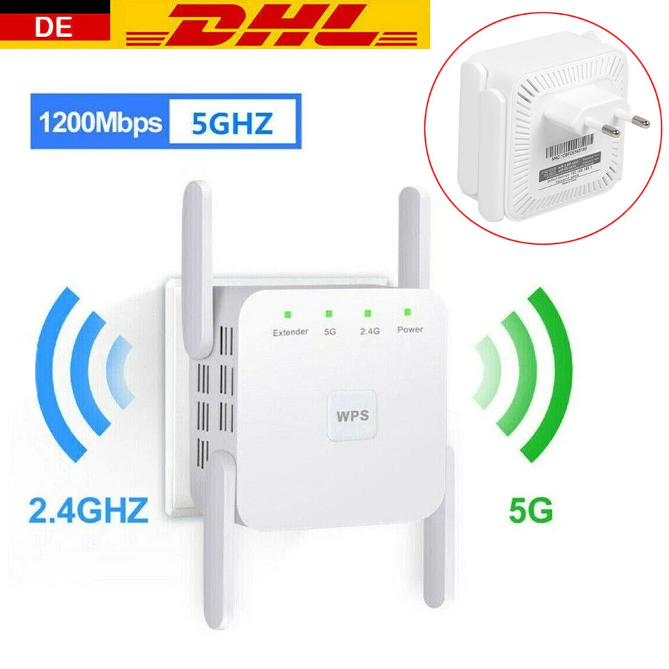1200Mbit/s WLAN Repeater Router Range WiFi Wireless Signal Verstärker Booster DE - Bild 2 von 4