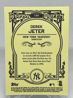 Derek Jeter 2013 Topps Gypsy Queen #150 Yankees HOF | eBay