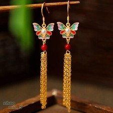 Women Gold Tone Butterfly Earring Fashion Drop Dangle Earring Party Jewelry Gift