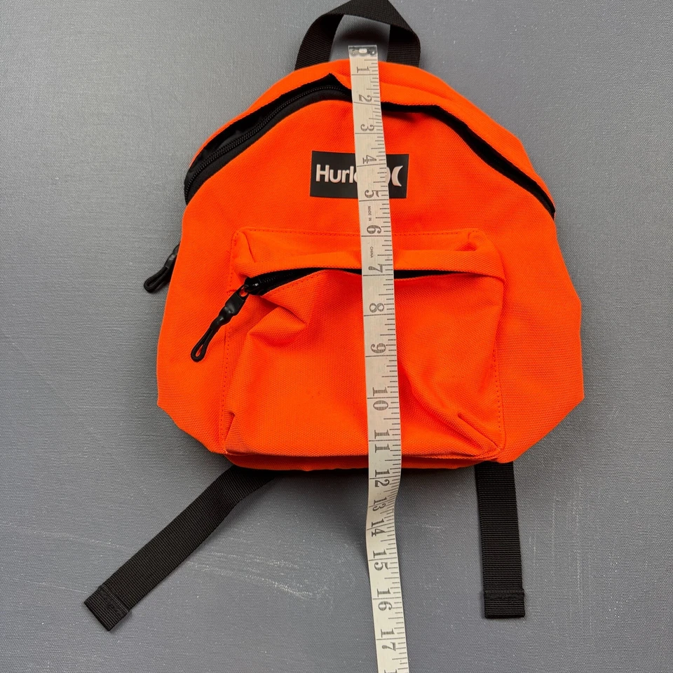 Mini Mochila Hurley Para Mujer Naranja Negro Logo Correas Ajustables Bolso de Viaje Foto 3 de 4