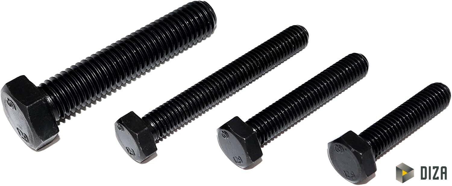 MOUMOUTEN Sechskantschrauben M10 X 130mm - 5 Sets Güte 12.9, Schwarz, Mit Muttern Und Scheiben