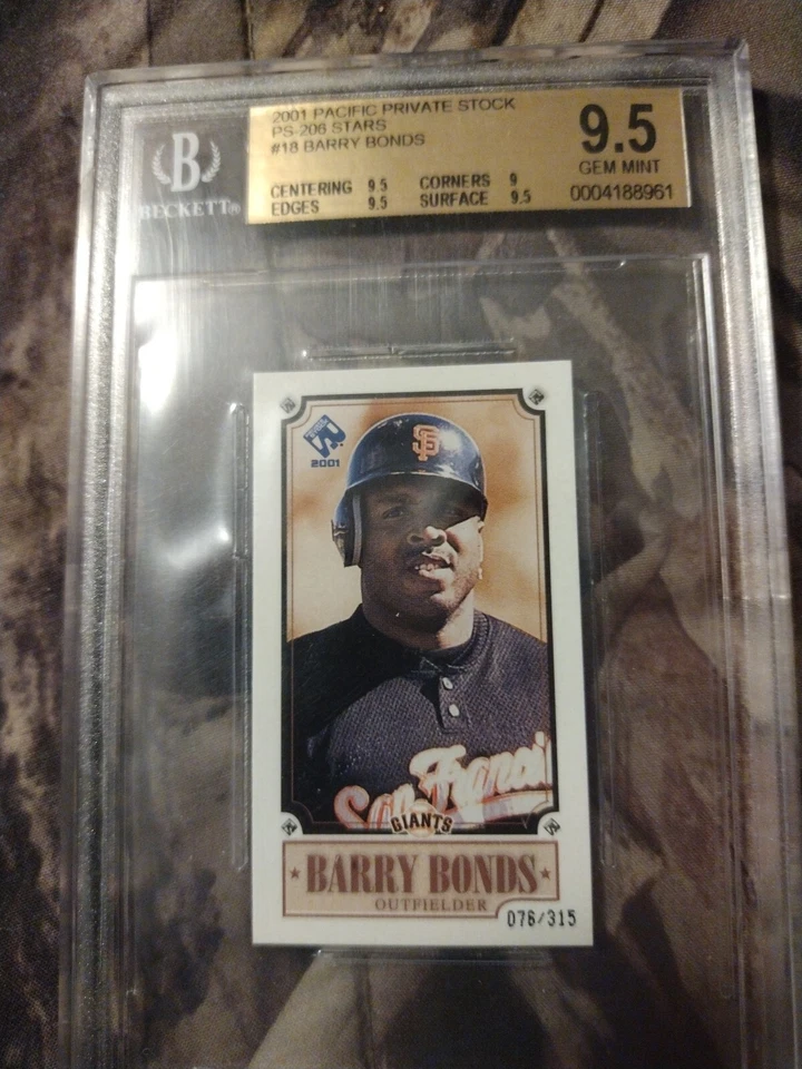 Barry Bonds 2001 Pacific Private 206 estrellas Mini/315💥 BGS 9,5 💥Pop 1💥Gema rara Foto 2 de 4