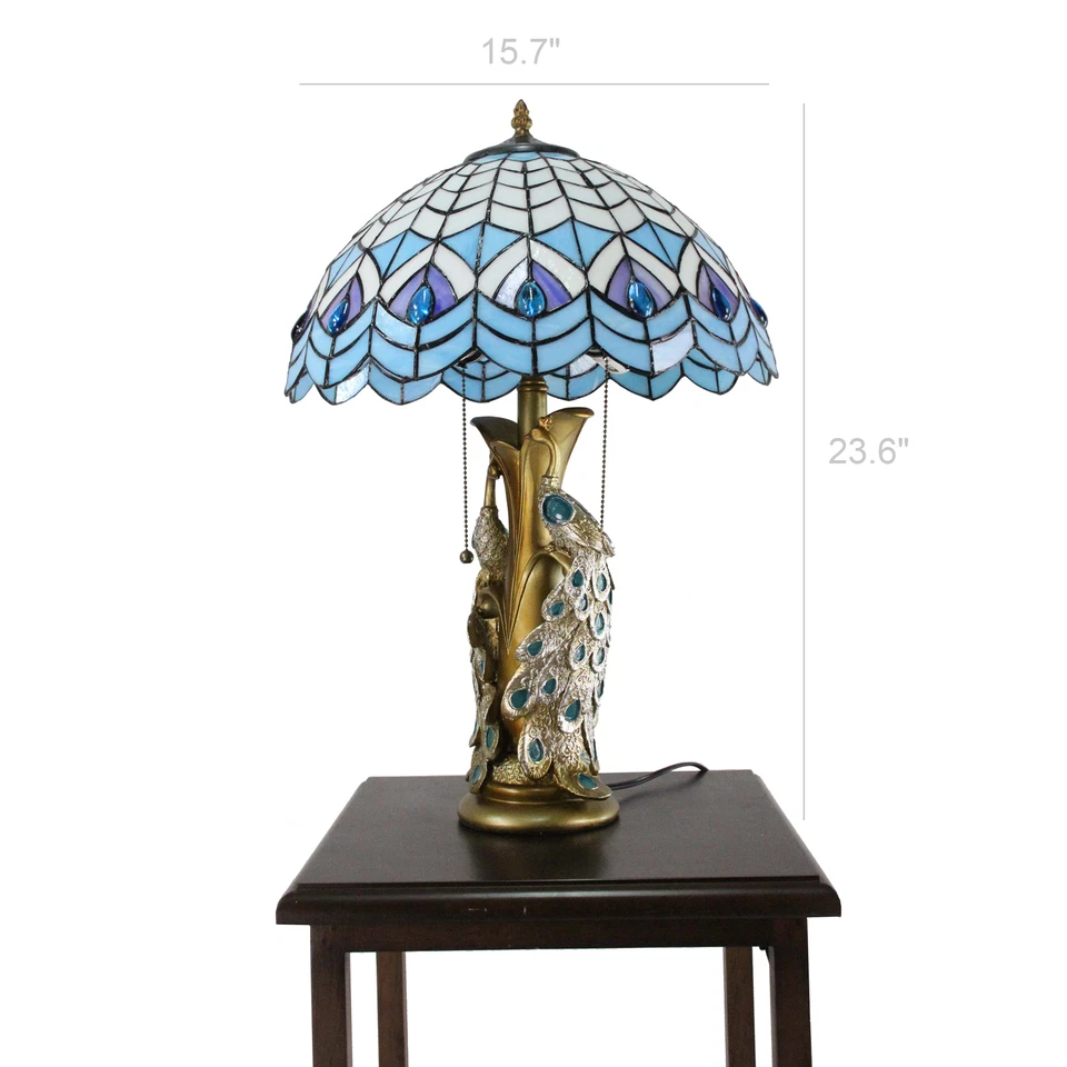 Tiffany Night Stand Lamp Tiffany Tabletop Light Fixture Desk Light Tiffany Shade - Image 3 of 4