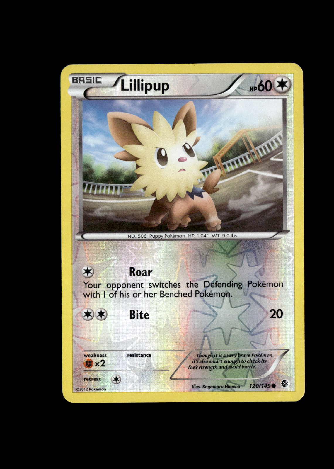 Pokemon 2012 Moderate Play Lillipup Boundaries Crossed REVERSE 120/149 Card