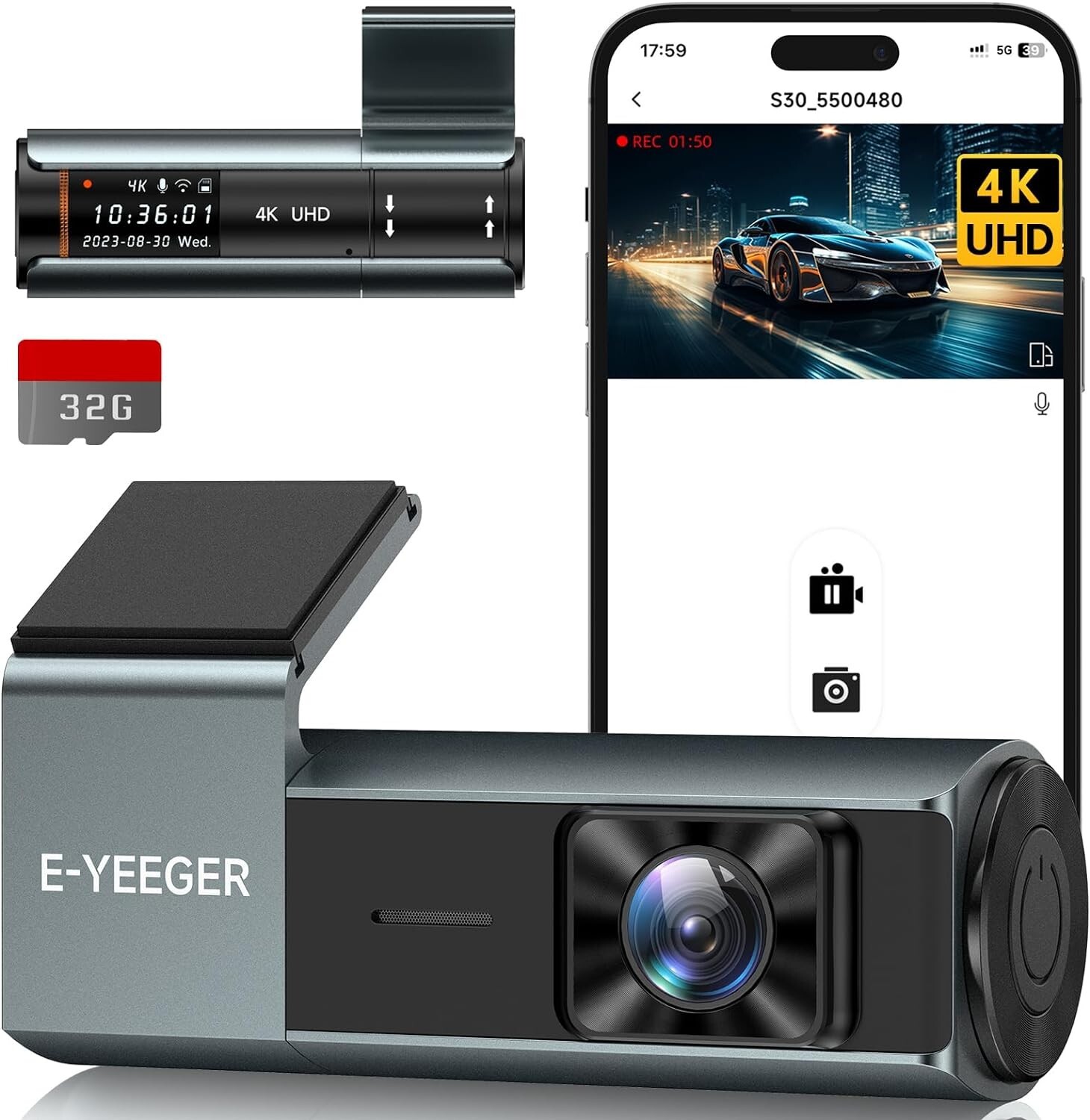 4K WiFi Dash Cam with 24H Parking Mode and Night Vision for Cars-image