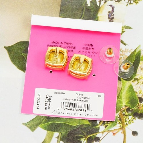 NWT KATE SPADE SQUARE STUD EARRINGS $38 CLEAR GOLD - Picture 5 of 6