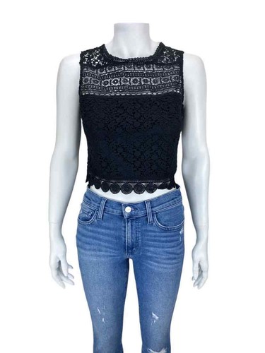 Bloomingdales Aqua Women's Cropped Lace Tank  Black with Tags Size S