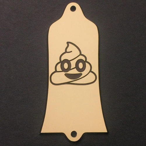 GUITAR TRUSS ROD COVER Engraved Etched Fit GIBSON - POOP POO EMOJI - CREAM BROWN