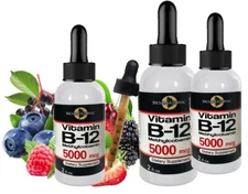 Vitamin B12, 5000 mcg, 3-in-1 Organic Liquid Vitamin B12, 90-Day Supply (6 Oz)