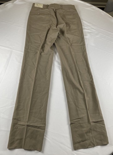 Pantaloni eleganti vintage Berle Taylored kaki marrone reggente uomo 34 regular NUOVI! - Foto 2 di 5