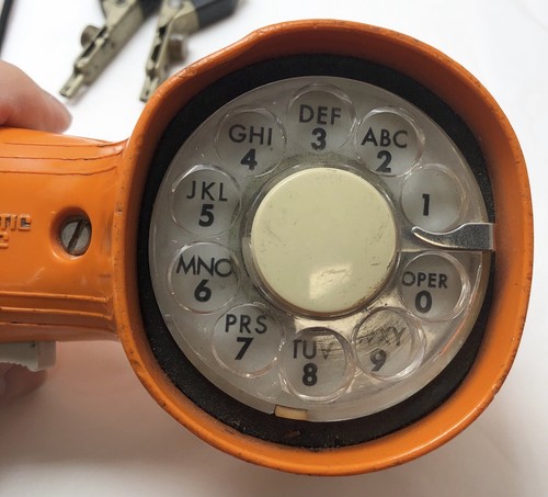 Vtg Orange GTE Automatic Electric Lineman Rotary Phone Test Set Buttset Clips - Picture 3 of 10