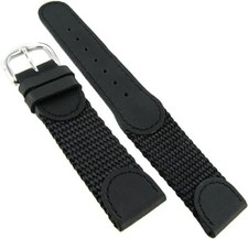 20mm MS866 Black Hadley-Roma Mens Leather  Nylon Army Watch Band Strap Military