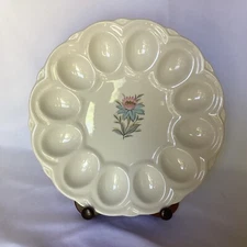 Vintage Egg plate, “Fairlane” By Steubenville Pottery Mid-century 9 1/8” Round