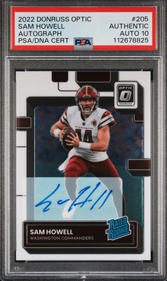 2022 Donruss Optic RC Rated Rookie /150 Sam Howell Auth Auto PSA 10 Pop 1 Rare!