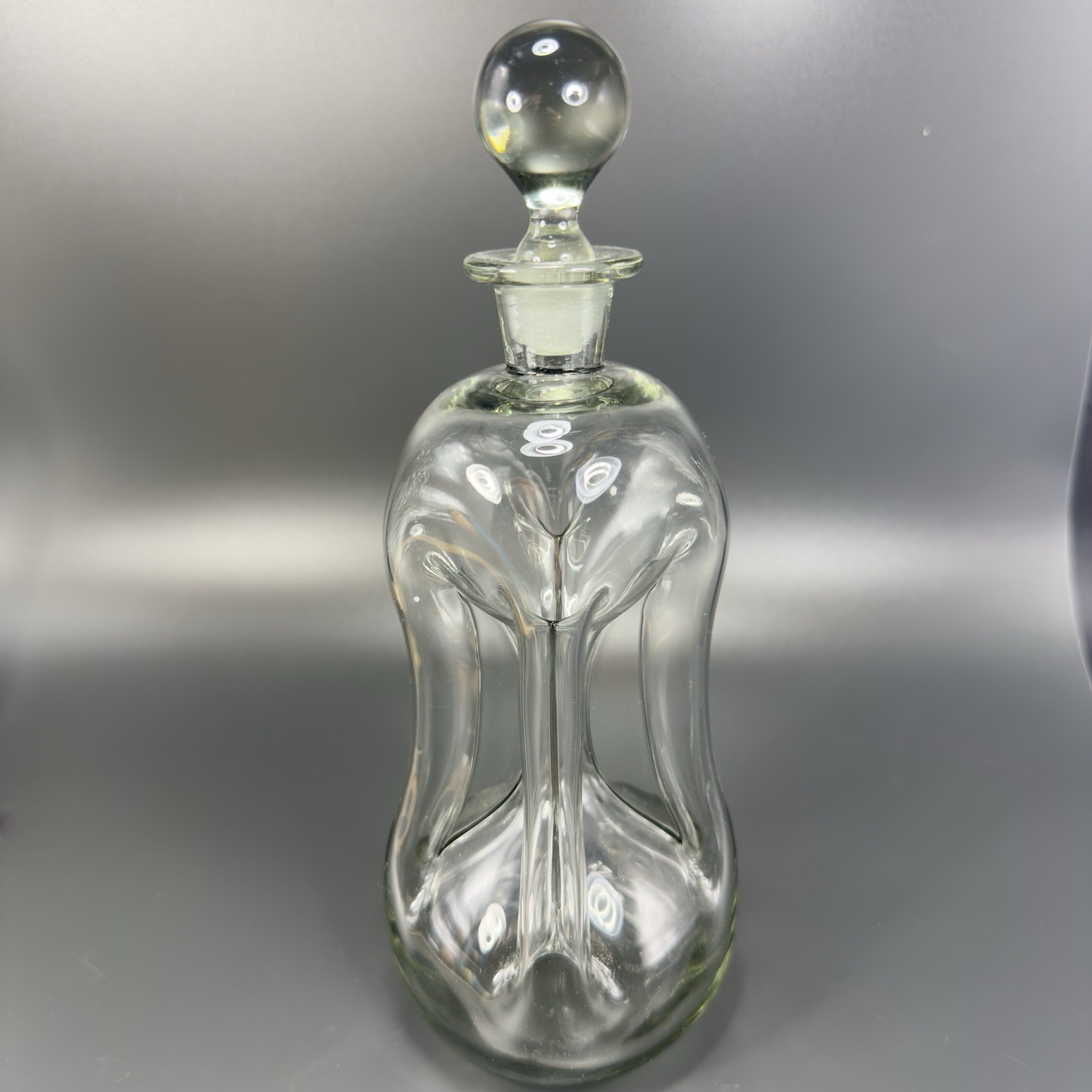 Holmegaard Kluk Kluk Pinch Bottle Smokey Black Glass Decanter Spirits Bottle VTG