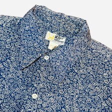 Reyn Spooner Hawaiian Traditions Mens Large Blue Floral Aloha Shirt Short Sleeve