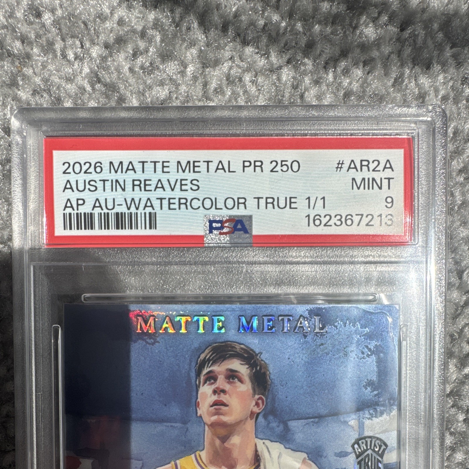 2026 Matte Metal Austin Reaves Auto, True 1/1 PSA 9 Mint, LA Lakers Artist Proof view 4