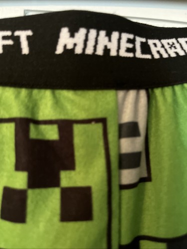 3 PC Minecraft Pajamas Set (2) Pants (1) Socks Kids L 10/12 Blue Green Creeper - Picture 7 of 7