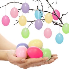 24 Plastik Ostereier Bunt Aufhänger Deko 6x4cm