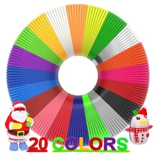 3D Pen Filament 400 Feet 20 Colors, dikale 3D Printing Pen Refills PLA Bonus 250