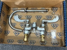 T&S B-0892-QT-133XP Deck Mounted Lavatory Faucet Gooseneck 4" Centerset