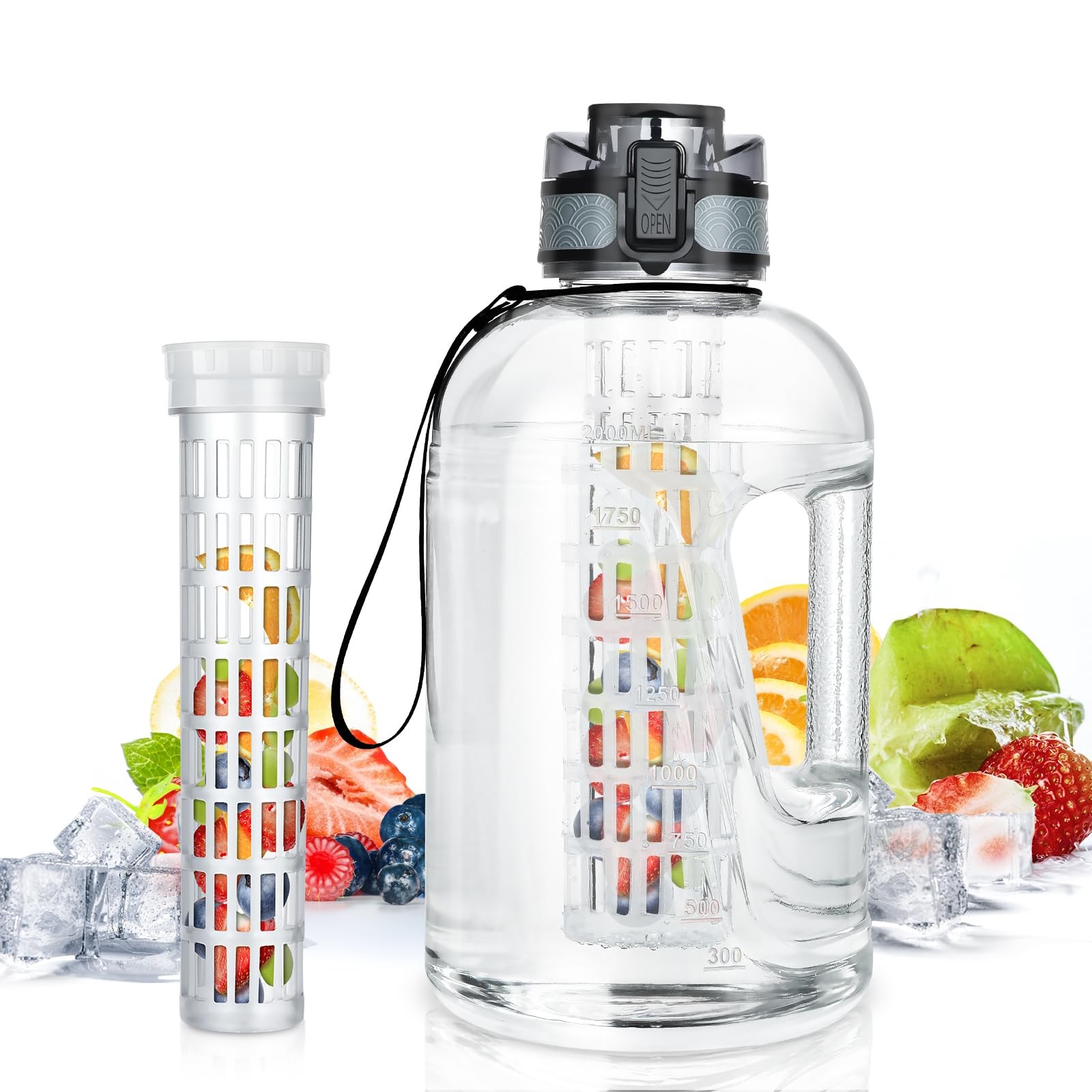 , Half Gallon Insulated Sports Water Bottle W...