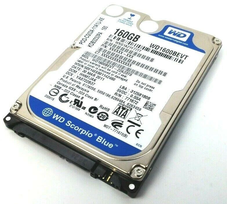 Western Digital WD1600BEVT Scorpio Blue Hard Drive 160GB 2.5" Sata 3Gb/s 7200Rpm - Image 3 of 4