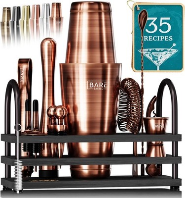 BARE   Mixology Bartender Kit Bar Set | 14-Piece Cotail Shaker Set