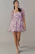 Francesca's + Audrey Parks Penelope Lavender Floral Babydoll Mini Dress Size M