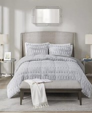 Madison Park Gia Faux-Fur 3-Pc Full/Queen Comforter Set Gray White plush Soft