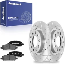 Autoshack Rear Drilled & Slotted Brake Rotors Ceramic Brake Pads |  for 2013-201