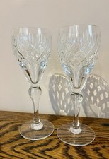 Vintage Pair of Cut Crystal Wine Champagne Sherry Port Drinking Glasses, VGVC