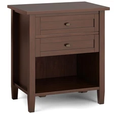 SIMPLIHOME Warm Shaker SOLID WOOD 24 Inch Wide Transitional Bedside Nightstan...