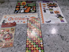 Lot Of 5 Scrapbook Halloween/Thanksgiving/Fall Stickers, Used/New