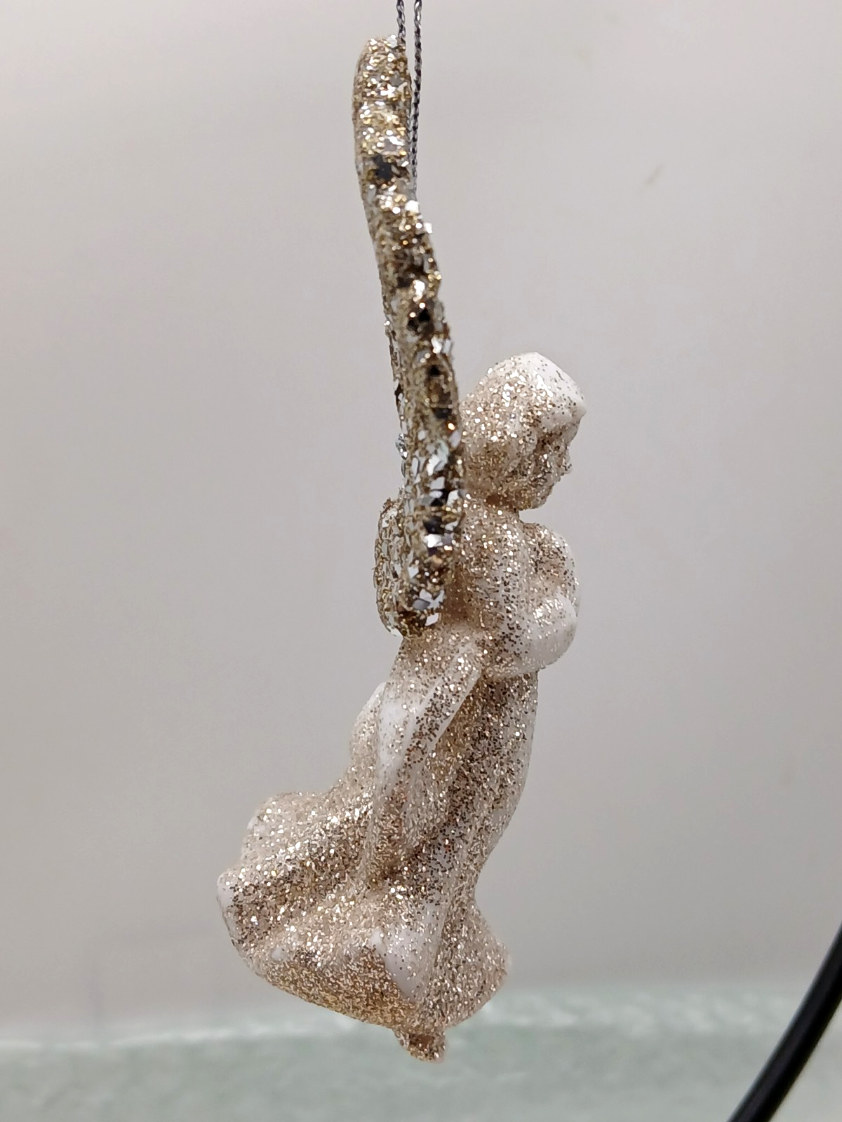 Vintage Praying Angel Glitter Christmas Ornament.4