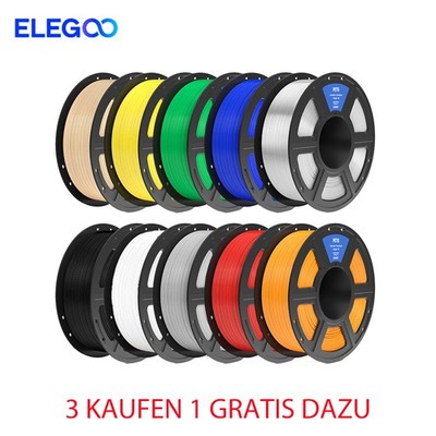 【Kaufe 4 Zahl 3】ELEGOO 1KG PLA PETG Matt PLA+ ABS ASA 3D Drucker Filament 1,75mm