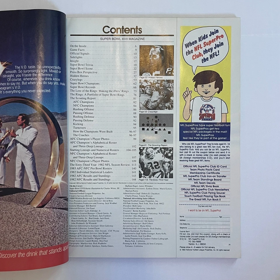 Super Bowl XVII Official Program 17 1983 Dolphins vs Redskins Rose Bowl Art Deco - Image 4 of 4