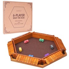 Shut The Box Dice Game - Vintage Style Wooden Board Game for 1-6 Players, Fun...