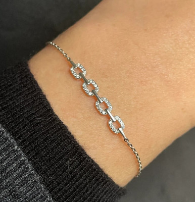 Women's Chain Bracelet 2Ctw Created Diamonds Wedding Gift 14K White Gold Plated